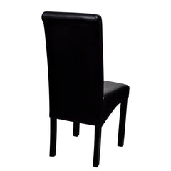 vidaXL Dining Chair Artificial Leather Black Set of 4