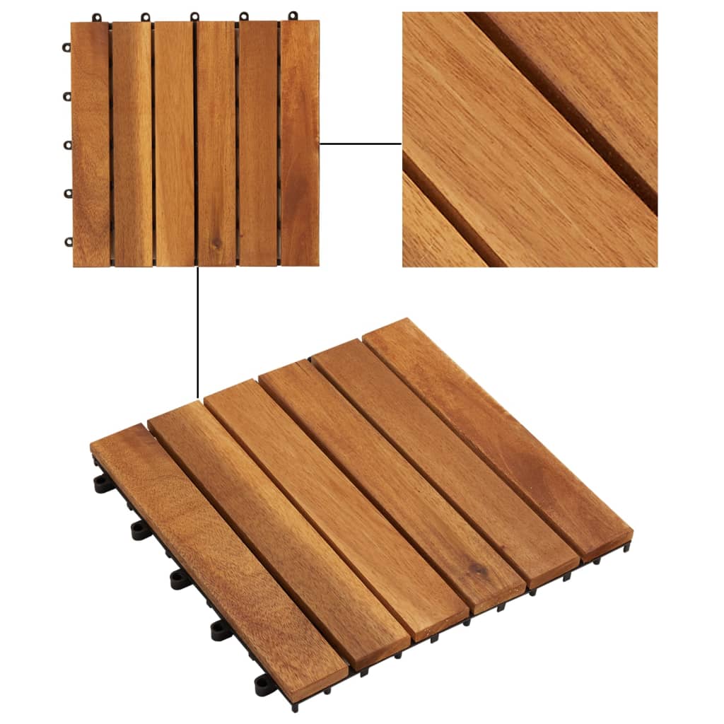 vidaXL Decking Tiles Vertical Pattern 30 x 30 cm Acacia Set of 30