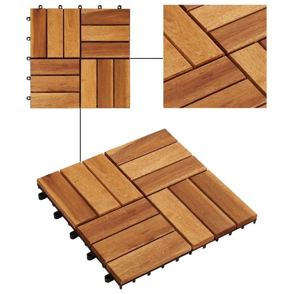 vidaXL Decking Tiles Vertical Pattern 30 x 30 cm Acacia Set of 30