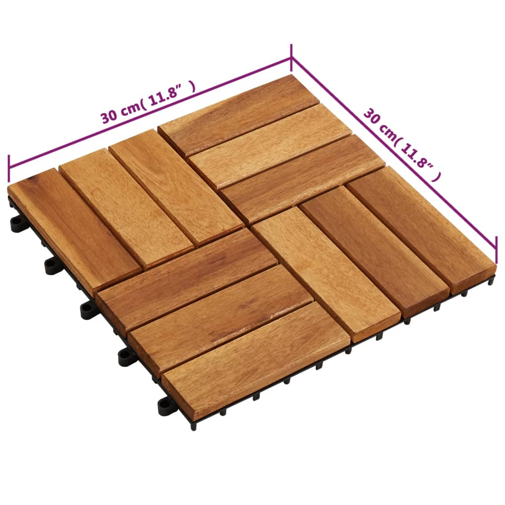 vidaXL Decking Tiles Vertical Pattern 30 x 30 cm Acacia Set of 30