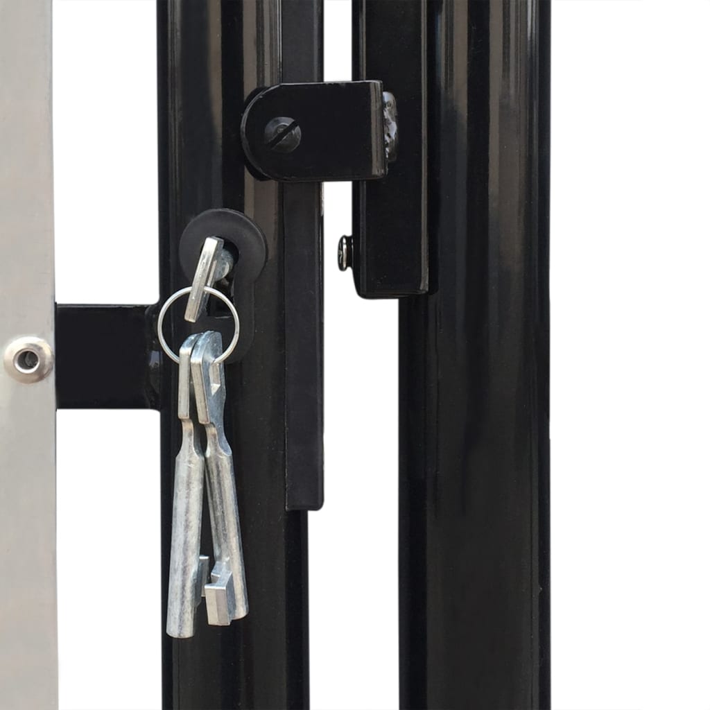 vidaXL Black Single Door Fence Gate 100 x 125 cm