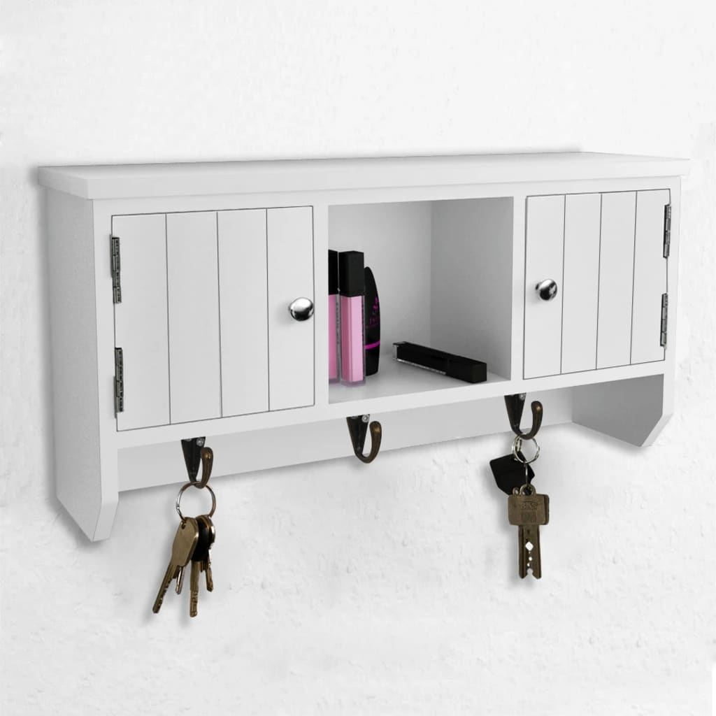 vidaXL Wall Cabinet for Keys and Jewelery with Doors and Hooks