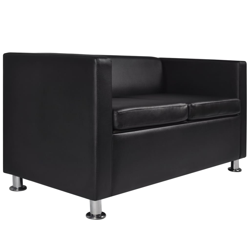 vidaXL Sofa 2-Seater Artificial Leather Black