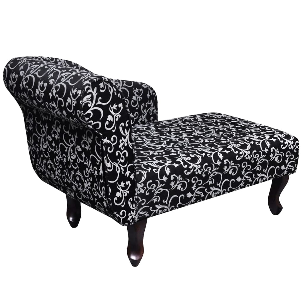 vidaXL Chaise Longue Black and White Fabric