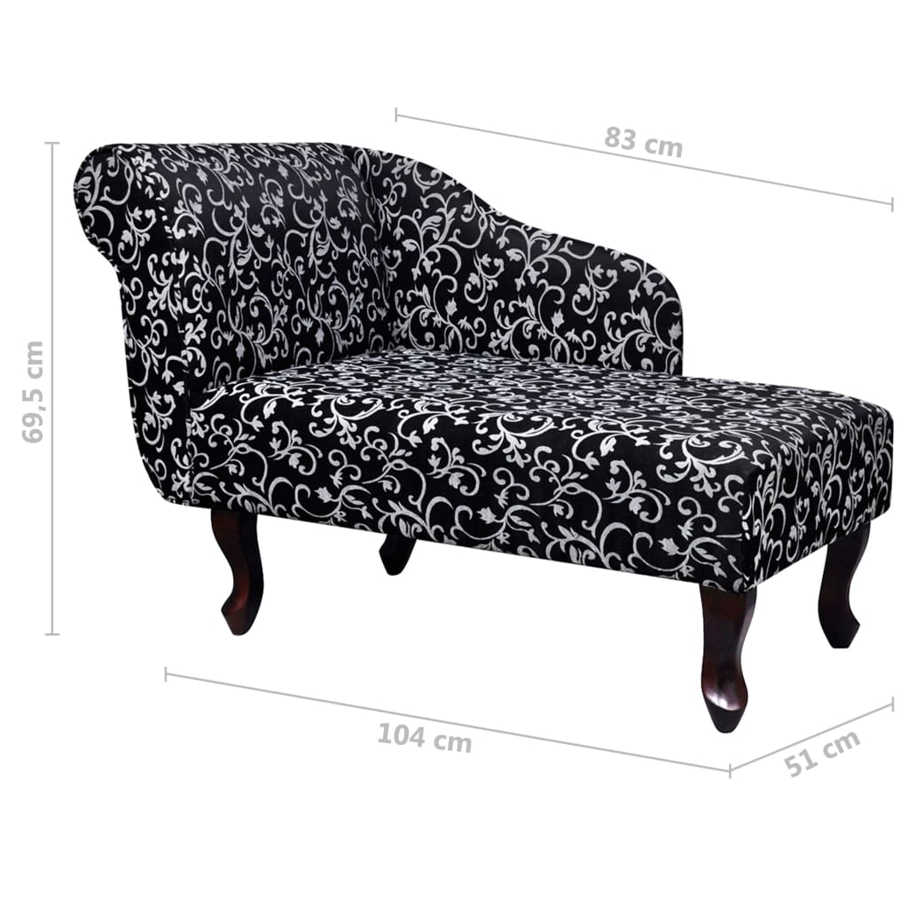 vidaXL Chaise Longue Black and White Fabric