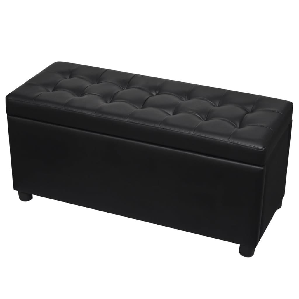 vidaXL Storage Ottoman Artificial Leather Black