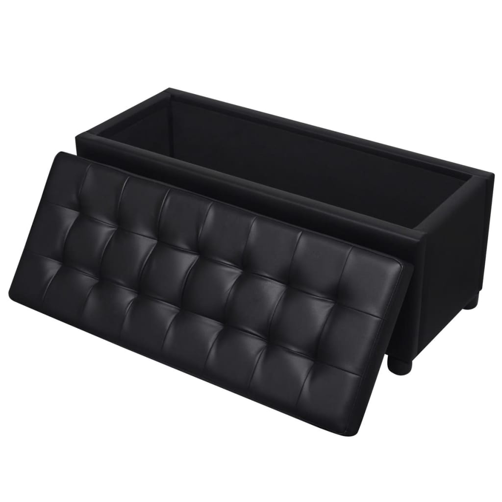 vidaXL Storage Ottoman Artificial Leather Black