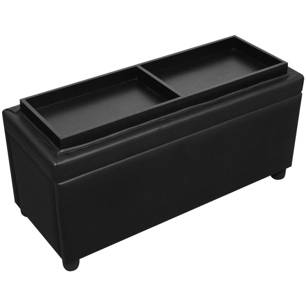 vidaXL Storage Ottoman Artificial Leather Black