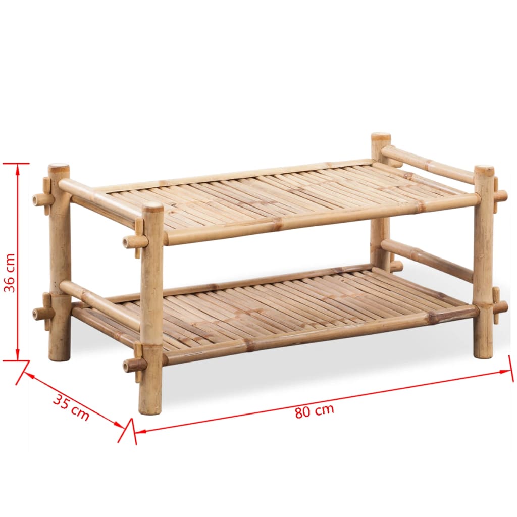 vidaXL 2-Tier Bamboo Shoe Rack