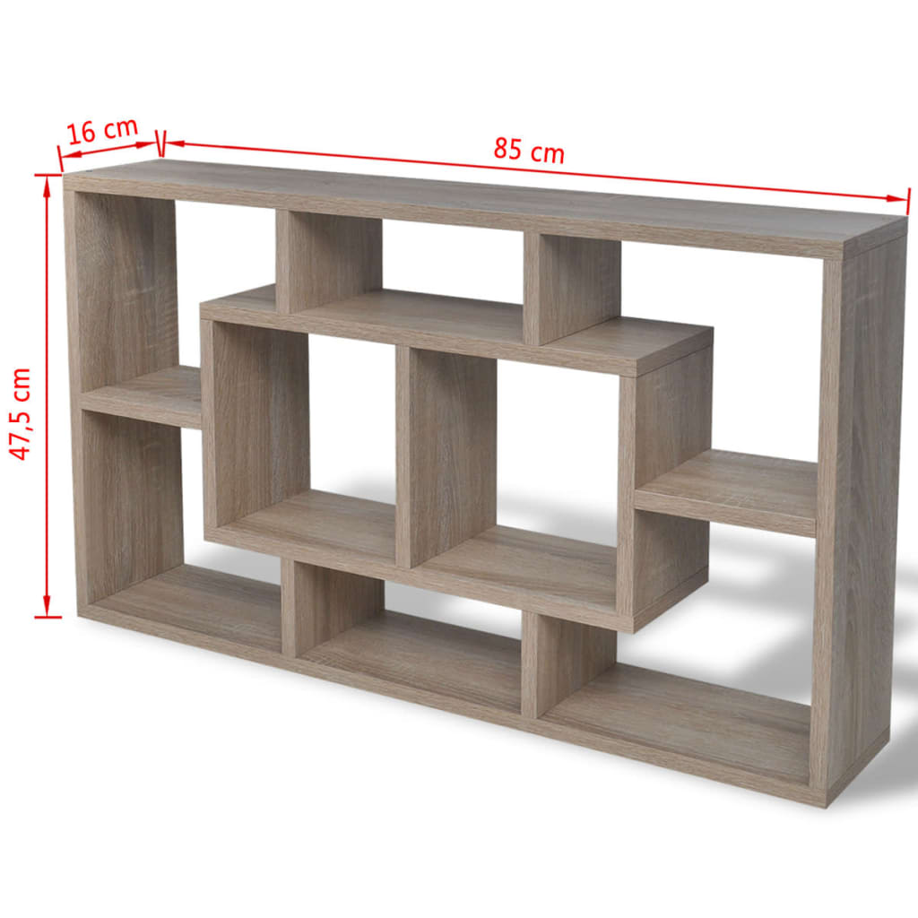 vidaXL Floating Wall Display Shelf 8 Compartments Oak Colour