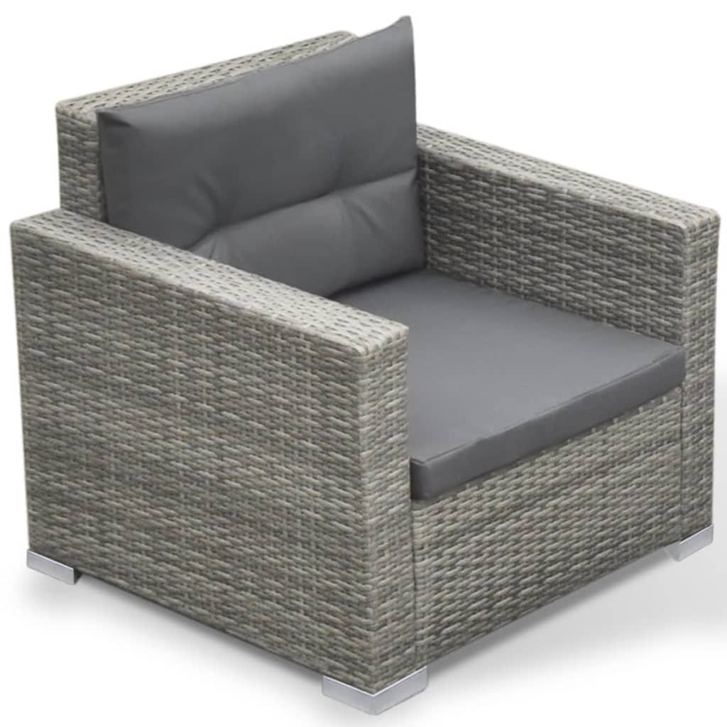 vidaXL 6 Piece Garden Lounge Set with Cushions Poly Rattan Grey