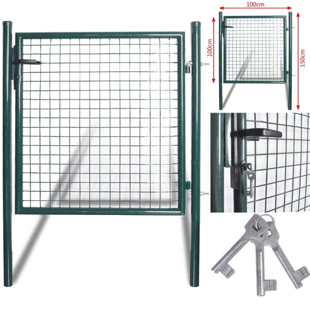 vidaXL Double Door Fence Gate Powder-Coated Steel