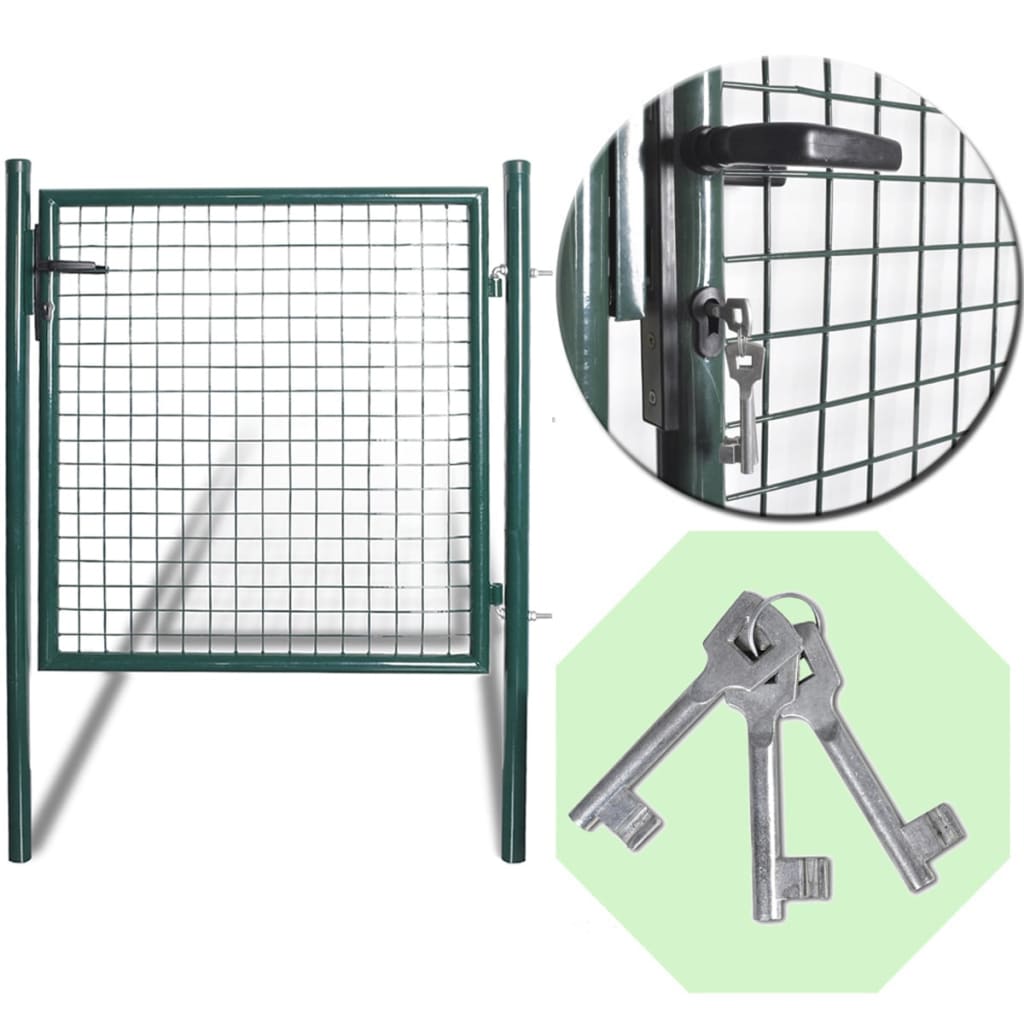 vidaXL Double Door Fence Gate Powder-Coated Steel