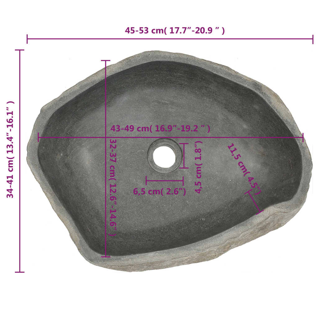 vidaXL Basin River Stone Oval (37-46)x(29-36) cm
