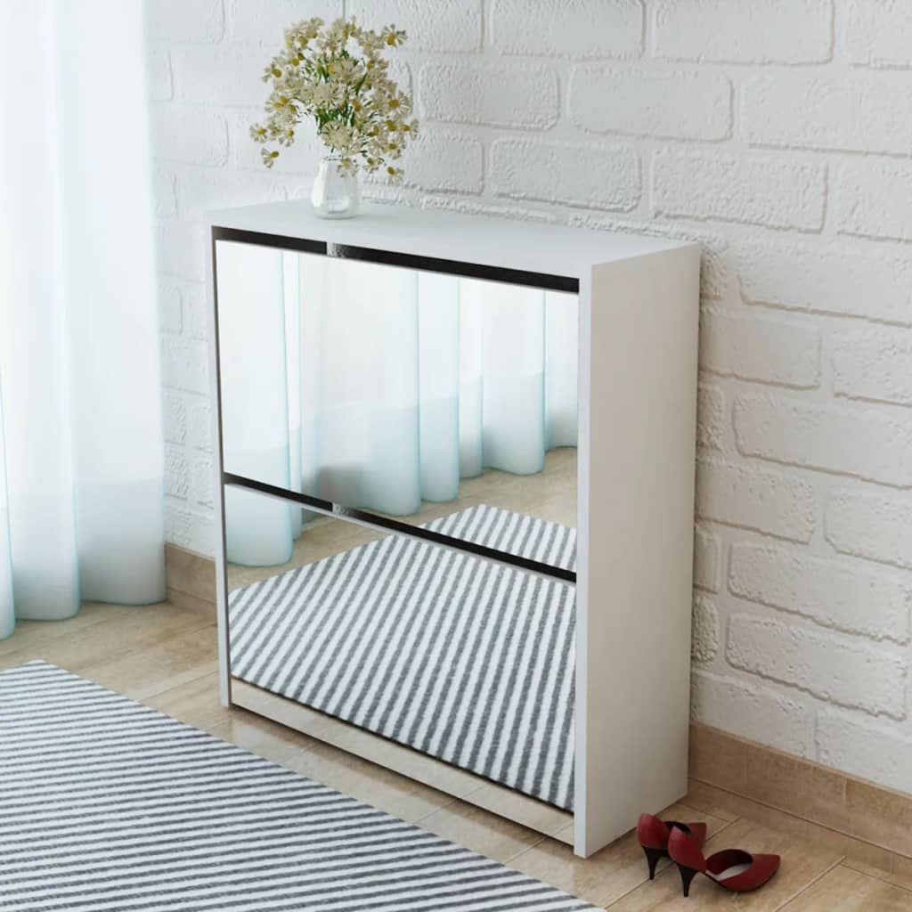 vidaXL Shoe Cabinet 2-Layer Mirror Oak 63x17x67 cm