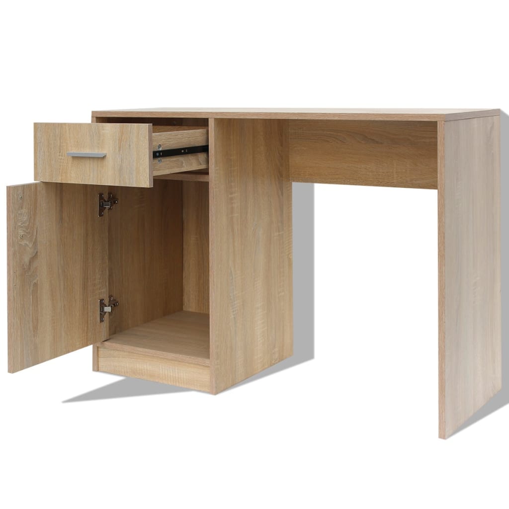 vidaXL Desk with Drawer and Cabinet Oak 100x40x73 cm