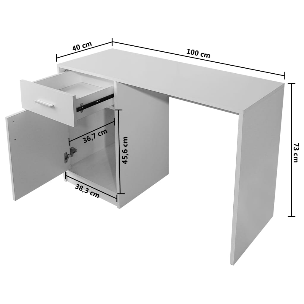 vidaXL Desk with Drawer and Cabinet Oak 100x40x73 cm