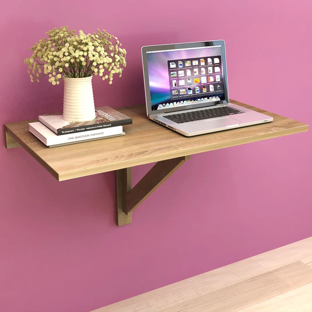 vidaXL Folding Wall Table Oak 100x60 cm