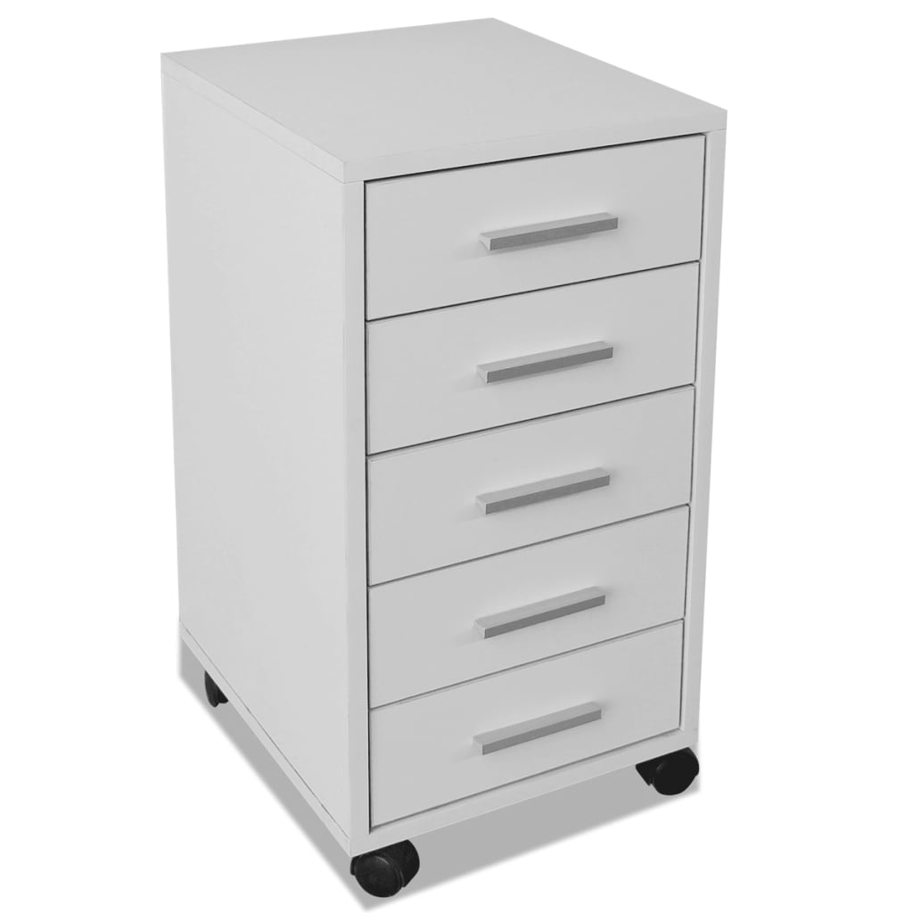 vidaXL Office Drawer Unit with Castors 5 Drawers Oak