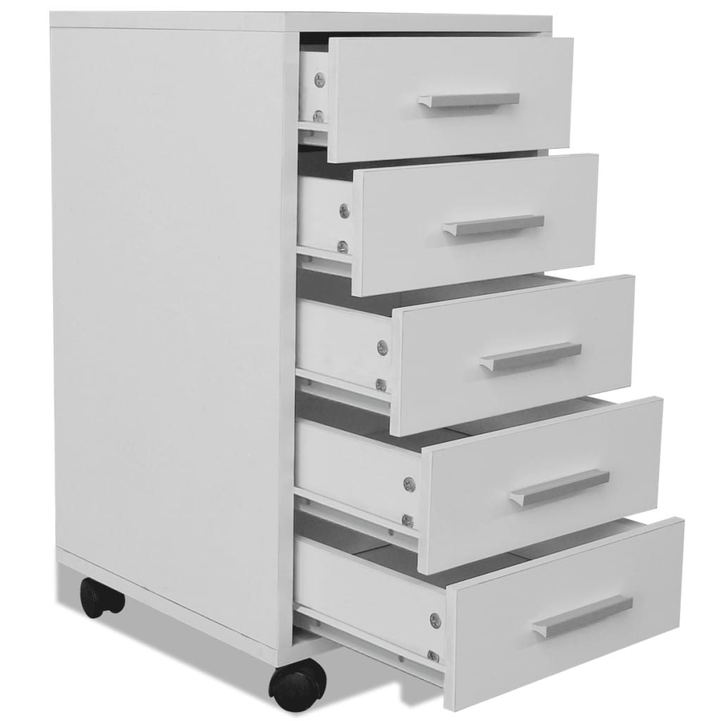 vidaXL Office Drawer Unit with Castors 5 Drawers Oak