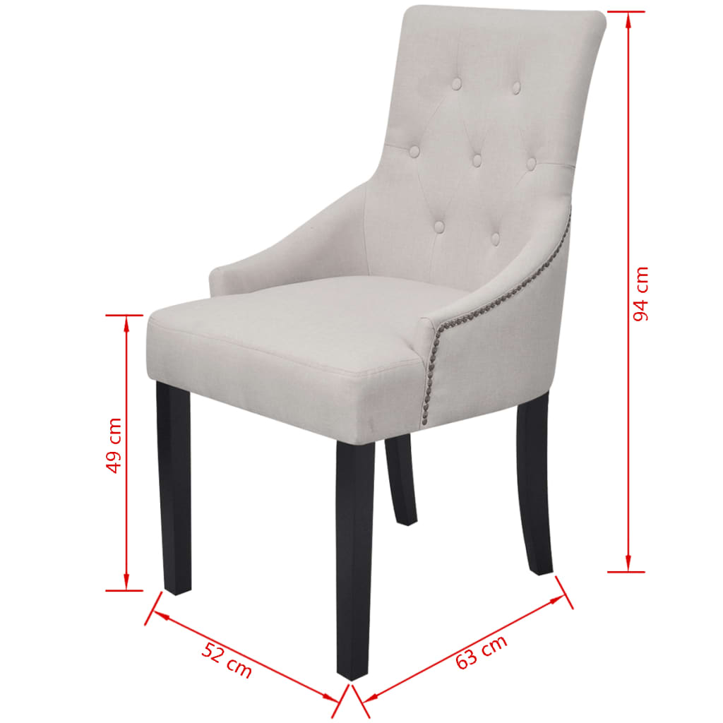 vidaXL Dining Chairs 4 pcs Cream Grey Fabric