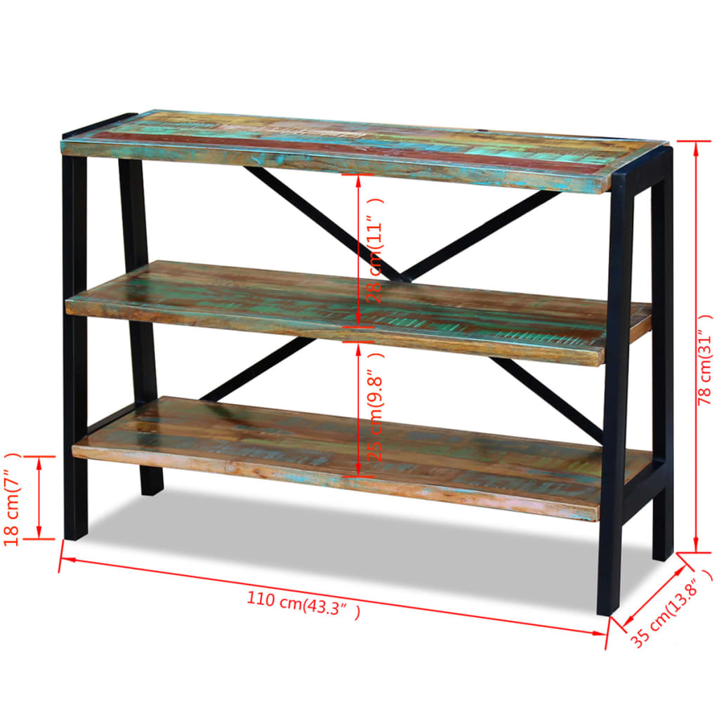 vidaXL Sideboard 3 Shelves Solid Reclaimed Wood