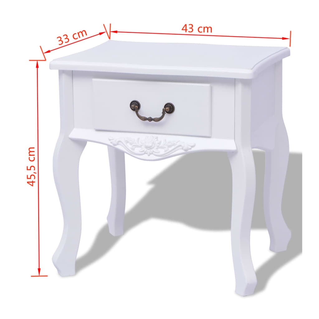 vidaXL Bedside Cabinet MDF White