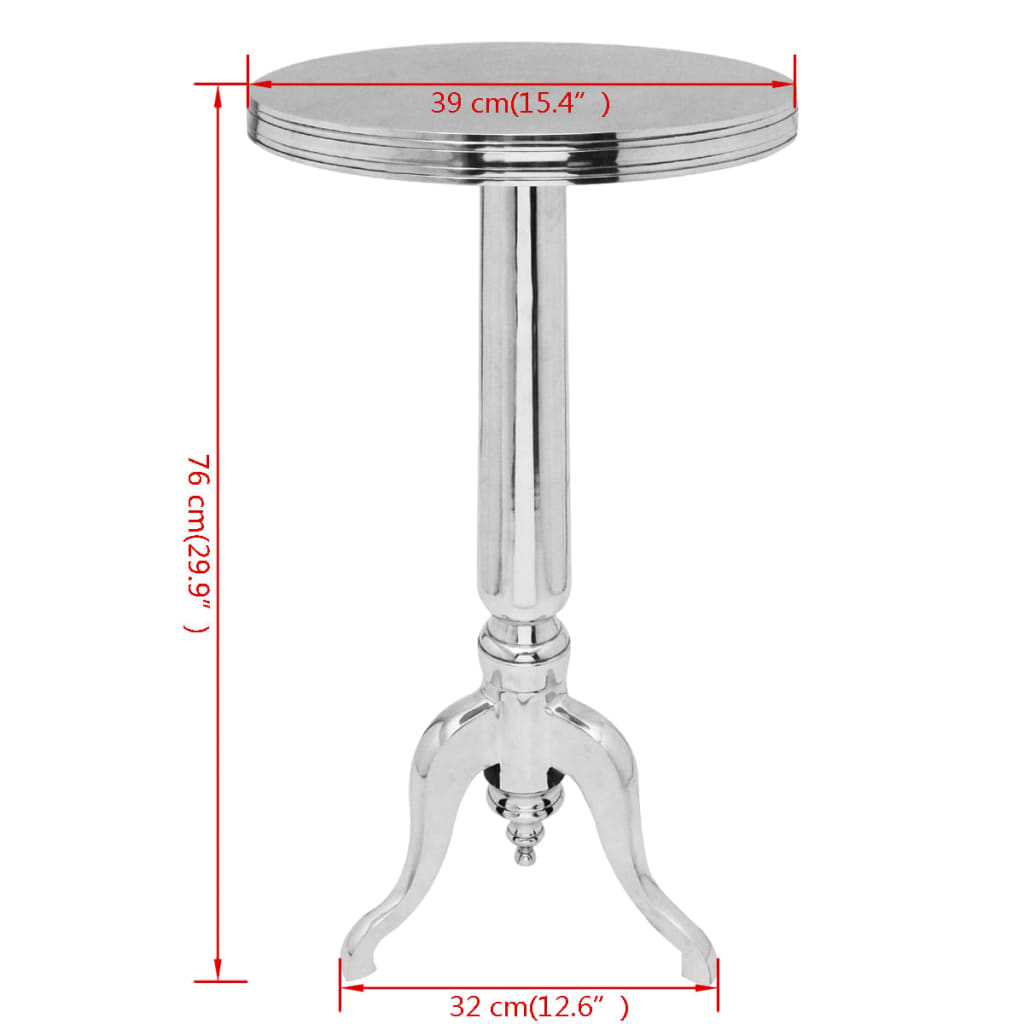 vidaXL Side Table Round Aluminium Silver