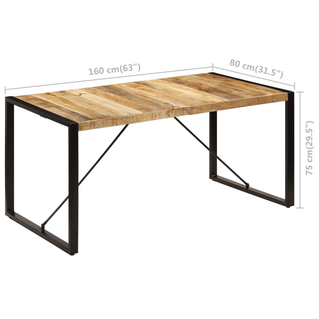 vidaXL Dining Table 160x80x75 cm Solid Mango Wood