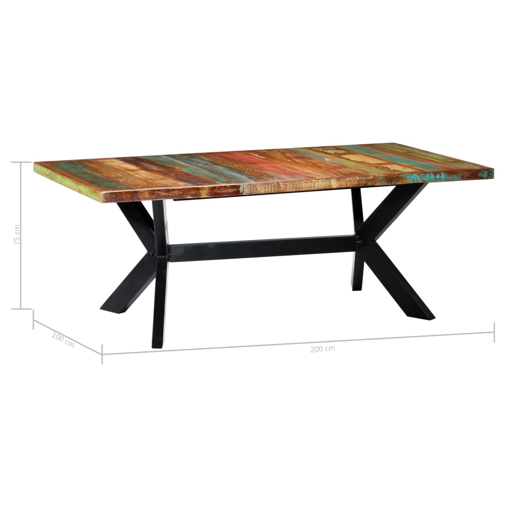 vidaXL Dining Table 200x100x75 cm Solid Reclaimed Wood