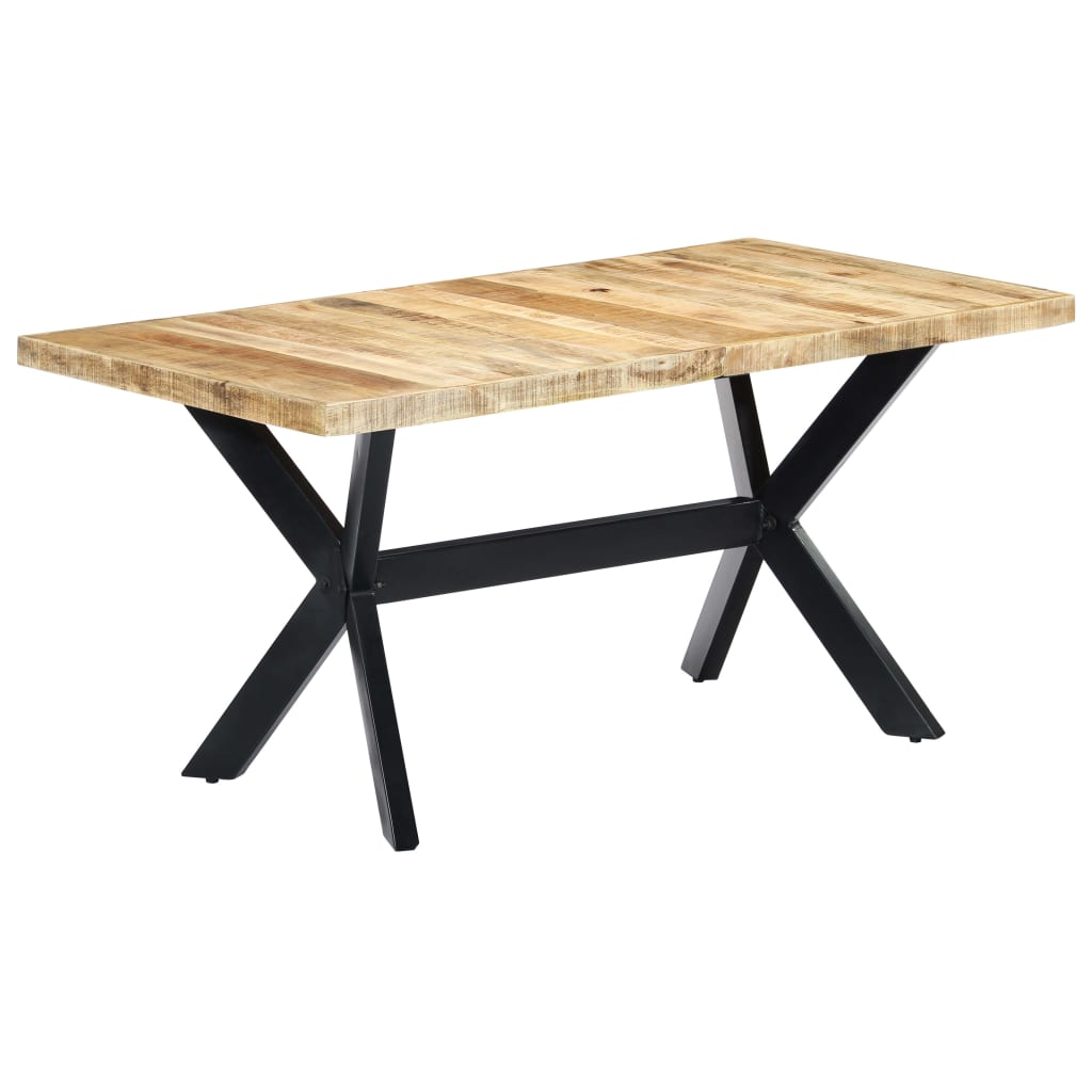 vidaXL Dining Table 160x80x75 cm Solid Rough Mango Wood