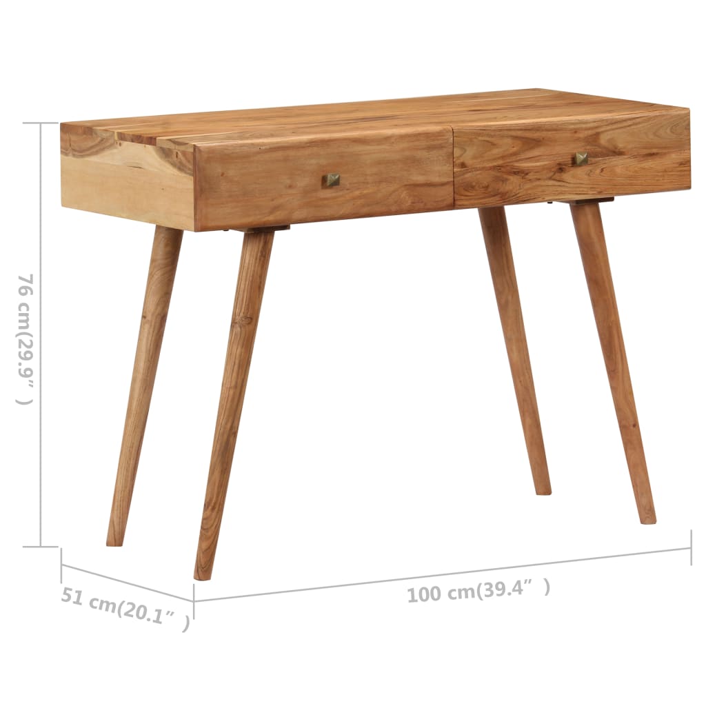 vidaXL Desk 100x51x76 cm Solid Acacia Wood