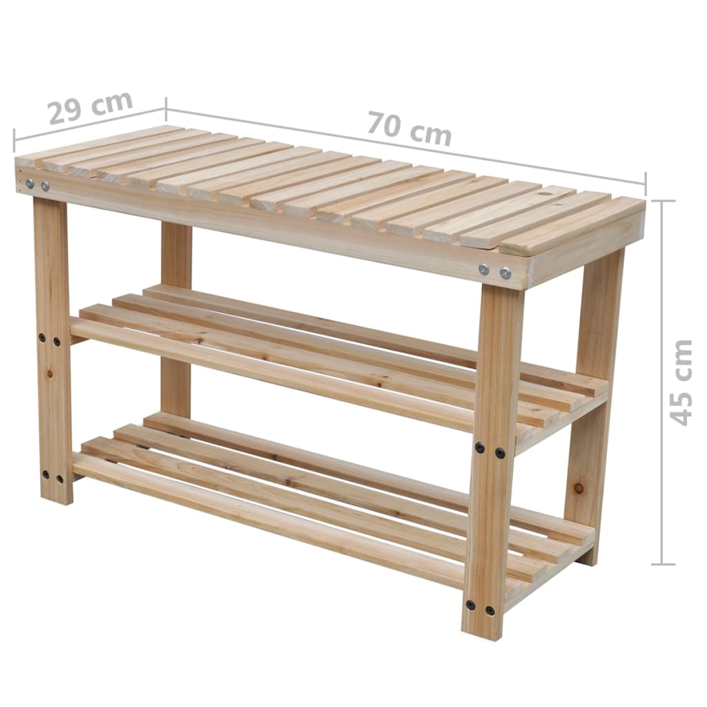 vidaXL 2-in-1 Shoe Rack with Bench Top 2 pcs Solid Wood