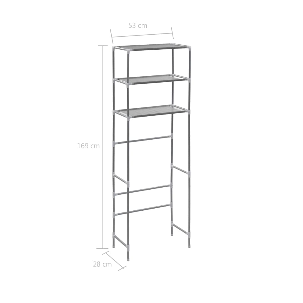 vidaXL 3-Tier Storage Rack over Toilet Silver 53x28x169 cm