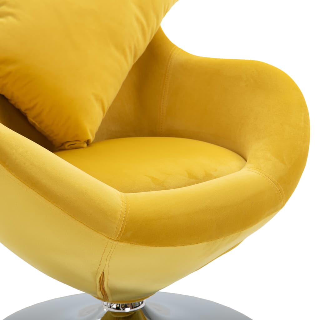 vidaXL Swivel Egg Chair with Cushion Yellow Velvet