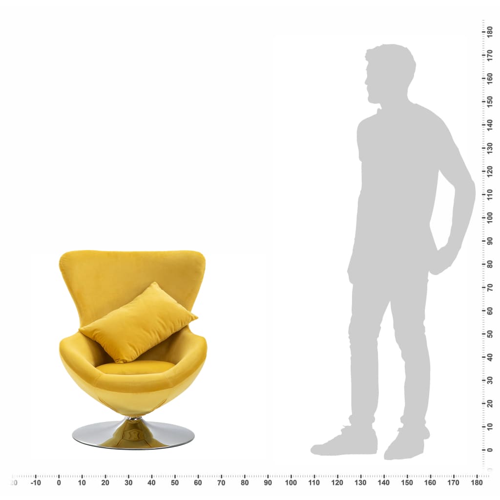 vidaXL Swivel Egg Chair with Cushion Yellow Velvet