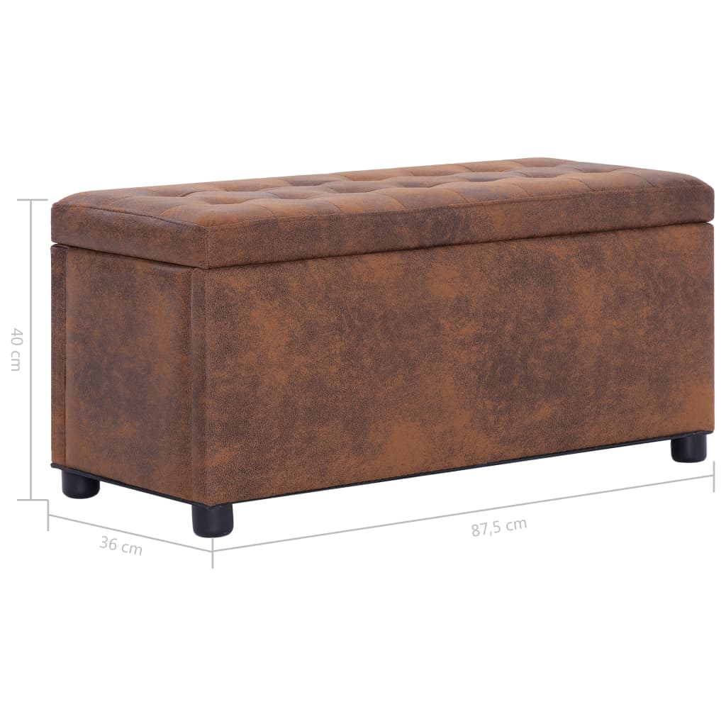 vidaXL Storage Ottoman 87.5 cm Brown Faux Suede Leather