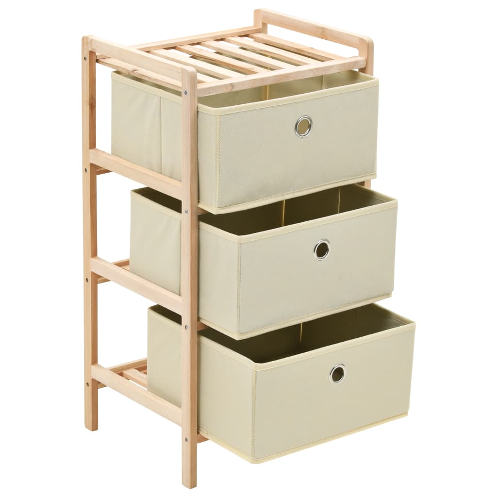 vidaXL Storage Racks with 3 Fabric Baskets 2 pcs Beige Cedar Wood