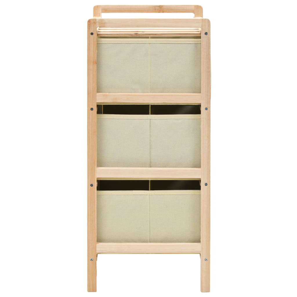 vidaXL Storage Racks with 3 Fabric Baskets 2 pcs Beige Cedar Wood