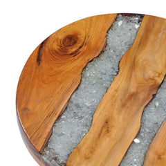 vidaXL Coffee Table 40x45 cm Solid Teak Wood and Polyresin