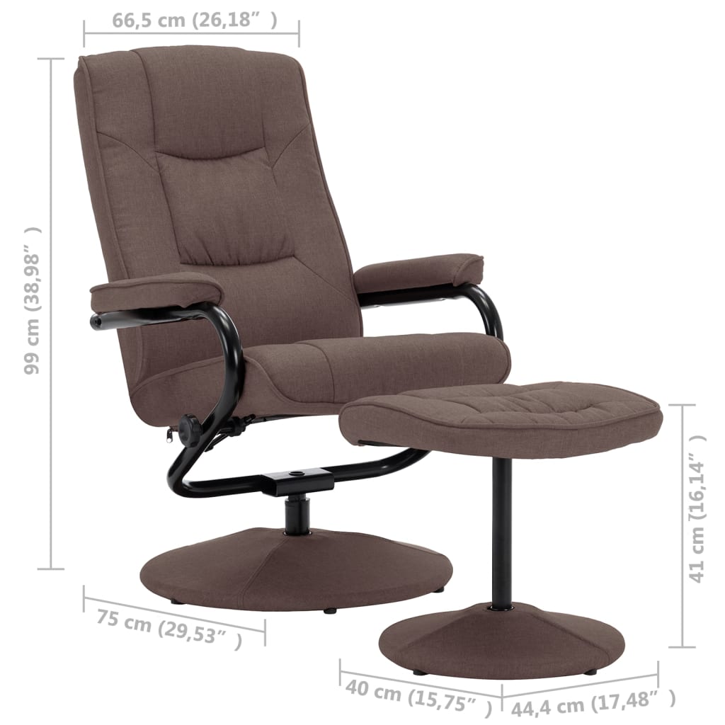 vidaXL Recliner Chair with Footrest Brown Fabric