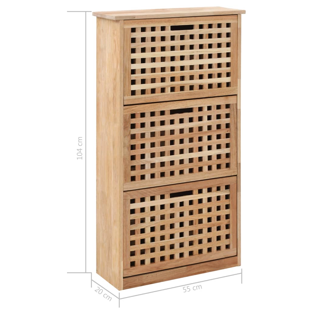 vidaXL Shoe Storage Cabinet 55x20x104 cm Solid Walnut Wood