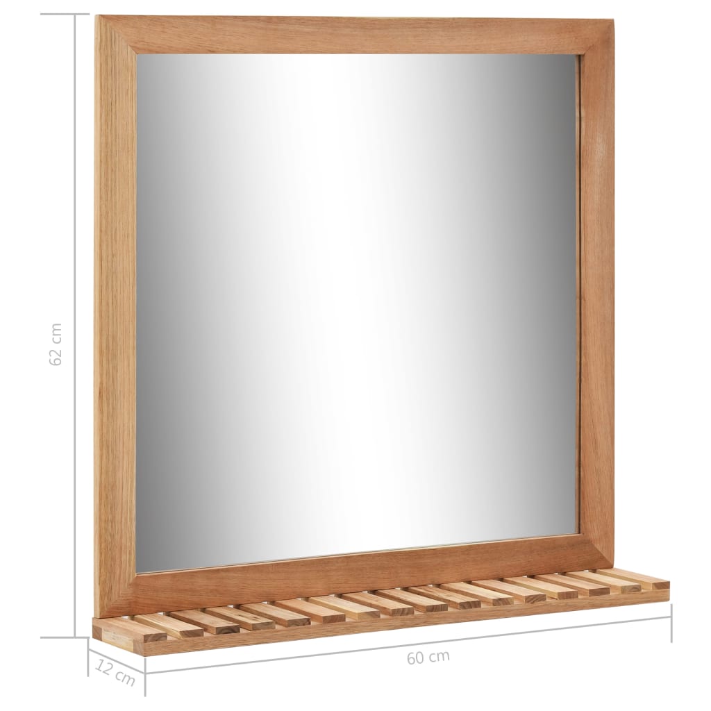 vidaXL Bathroom Mirror 60x12x62 cm  Solid Walnut Wood