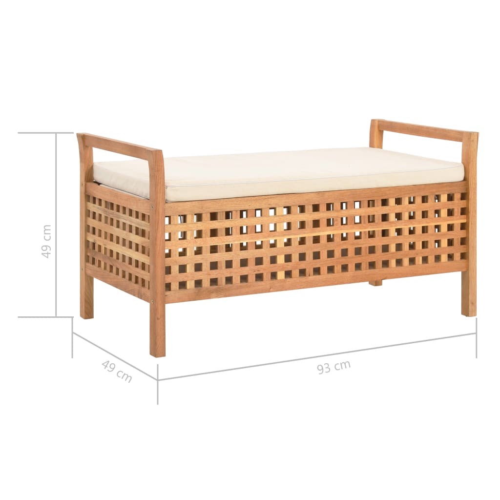 vidaXL Storage Bench 93x49x49 cm Solid Walnut Wood