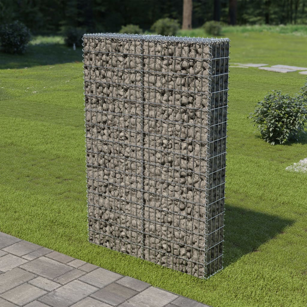 vidaXL Gabion Wall with Covers Galvanised Steel 100x20x100 cm