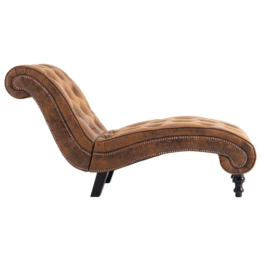 vidaXL Chaise Lounge Brown Faux Suede Leather