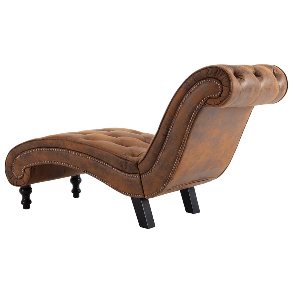 vidaXL Chaise Lounge Brown Faux Suede Leather