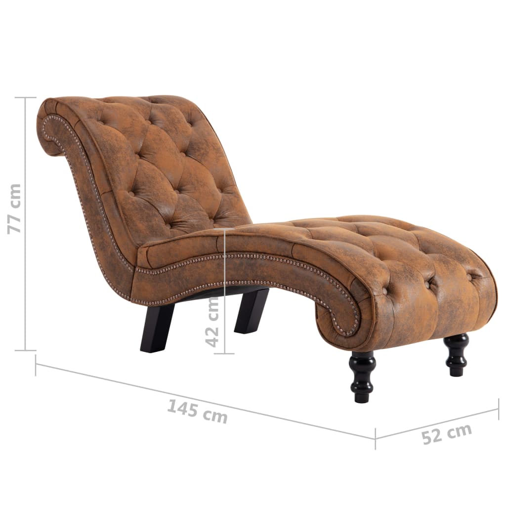 vidaXL Chaise Lounge Brown Faux Suede Leather