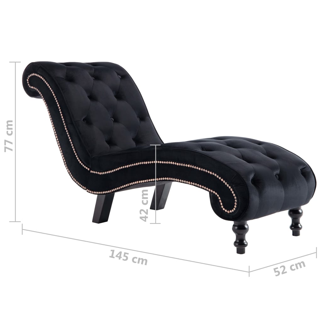 vidaXL Chaise Lounge Black Velvet