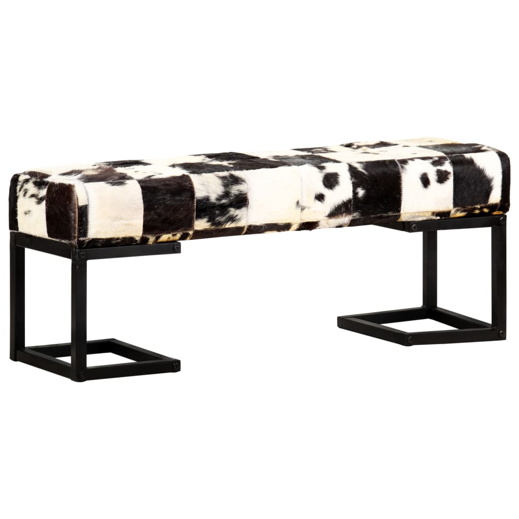 vidaXL Bench 110 cm Black Patchwork Genuine Goat Leather